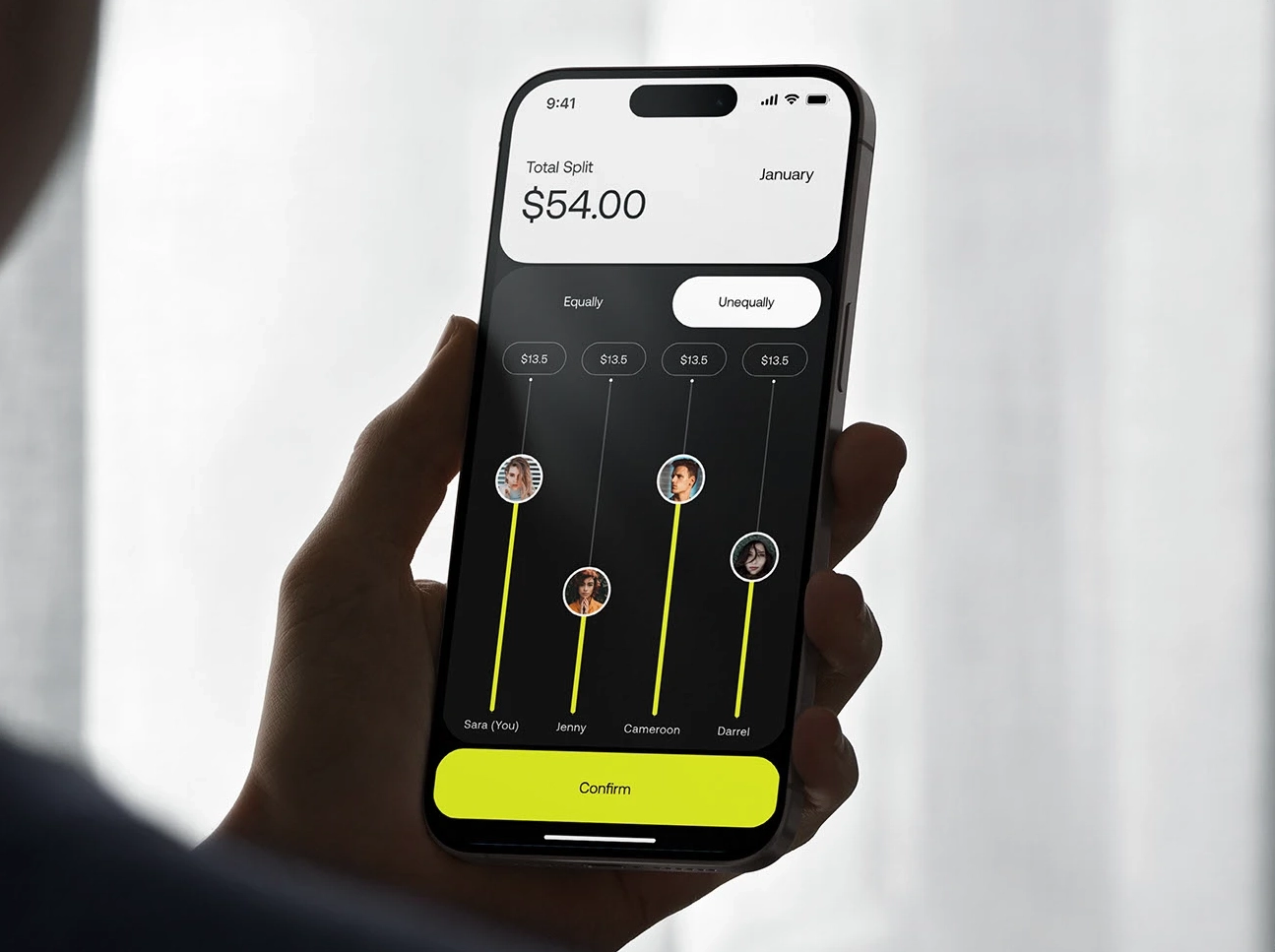 Fintech bill splitting app design